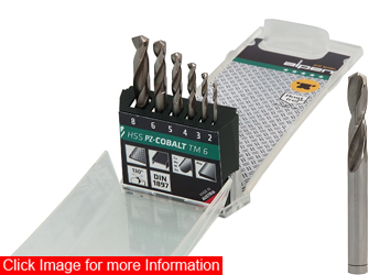 6pc Cobalt Stub Drill set