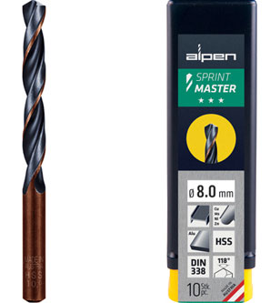 Alpen 90100590100 5,9mm Cobalt stub drills PZ HSS-ECO WN102 bright